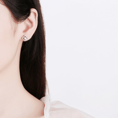 Lucky Clover Stud Earrings | Khuyên Tai Moissanite 2 Carat Round Cut | Sterling Silver 925 | Kèm Giấy Kiểm Định GRA
