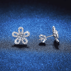 Sweet Sakura Stud Earrings | Khuyên Tai Moissanite 2 Carat Round Cut | Sterling Silver 925 | Kèm Giấy Kiểm Định GRA