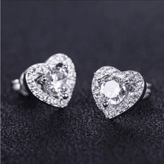 Eternal Heart Stud Earrings | Khuyên Tai Moissanite 2 Carat Round Cut | Sterling Silver 925 | Kèm Giấy Kiểm Định GRA