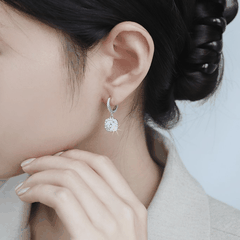 Elegant Drop Earrings | Khuyên Tai Moissanite 2 Carat Round Cut | Sterling Silver 925 | Kèm Giấy Kiểm Định GRA