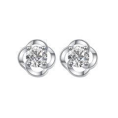 Eternal Circle Stud Earrings | Khuyên Tai Moissanite 2 Carat Round Cut | Sterling Silver 925 | Kèm Giấy Kiểm Định GRA