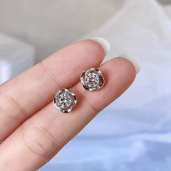 Eternal Circle Stud Earrings | Khuyên Tai Moissanite 2 Carat Round Cut | Sterling Silver 925 | Kèm Giấy Kiểm Định GRA