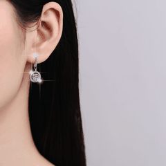 Floral Halo Drop Earrings | Khuyên Tai Moissanite 2 Carat Round Cut | Sterling Silver 925 | Kèm Giấy Kiểm Định GRA