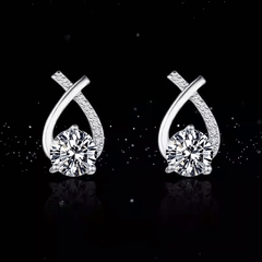 Eternal Twist Halo Stud Earrings | Khuyên Tai Moissanite 2 Carat Round Cut | Sterling Silver 925 | Kèm Giấy Kiểm Định GRA