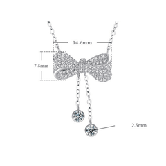Sparkling Bow Necklace | Dây Chuyền Moissanite 0.6 Carat Round Cut | Sterling Silver 925