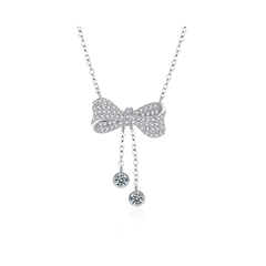 Sparkling Bow Necklace | Dây Chuyền Moissanite 0.6 Carat Round Cut | Sterling Silver 925