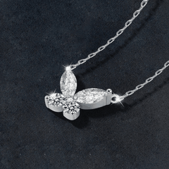 Marquise Butterfly Necklace | Dây Chuyền Moissanite 0.6 Carat Round Cut | Sterling Silver 925