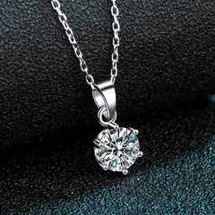 Classic Solitaire Necklace | Dây Chuyền Moissanite 2 Carat Round Cut | Sterling Silver 925 | Kèm Giấy Kiểm Định GRA