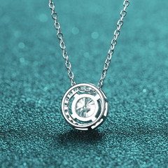 Brilliant Halo Necklace | Dây Chuyền Moissanite 2 Carat Round Cut | Sterling Silver 925 | Kèm Giấy Kiểm Định GRA
