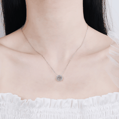 Brilliant Halo Necklace | Dây Chuyền Moissanite 2 Carat Round Cut | Sterling Silver 925 | Kèm Giấy Kiểm Định GRA