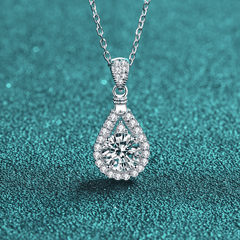 Teardrop Necklace | Dây Chuyền Moissanite 2 Carat Round Cut | Sterling Silver 925 | Kèm Giấy Kiểm Định GRA