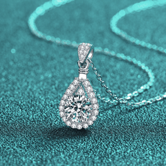 Teardrop Necklace | Dây Chuyền Moissanite 2 Carat Round Cut | Sterling Silver 925 | Kèm Giấy Kiểm Định GRA
