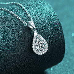 Teardrop Necklace | Dây Chuyền Moissanite 2 Carat Round Cut | Sterling Silver 925 | Kèm Giấy Kiểm Định GRA