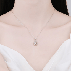 Teardrop Necklace | Dây Chuyền Moissanite 2 Carat Round Cut | Sterling Silver 925 | Kèm Giấy Kiểm Định GRA