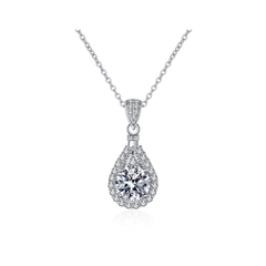 Teardrop Necklace | Dây Chuyền Moissanite 2 Carat Round Cut | Sterling Silver 925 | Kèm Giấy Kiểm Định GRA