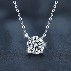 Minimal Solitaire Necklace | Dây Chuyền Moissanite 2 Carat Round Cut | Sterling Silver 925 | Kèm Giấy Kiểm Định GRA