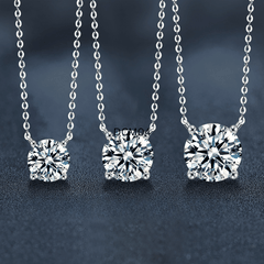 Minimal Solitaire Necklace | Dây Chuyền Moissanite 2 Carat Round Cut | Sterling Silver 925 | Kèm Giấy Kiểm Định GRA