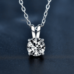 V-Minimal Solitaire Necklace | Dây Chuyền Moissanite 2 Carat Round Cut | Sterling Silver 925 | Kèm Giấy Kiểm Định GRA