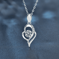 Heart Twist Necklace | Dây Chuyền Moissanite 2 Carat Round Cut | Sterling Silver 925 | Kèm Giấy Kiểm Định GRA