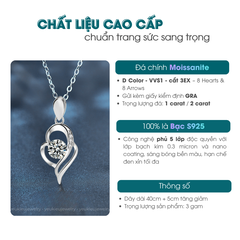 Heart Twist Necklace | Dây Chuyền Moissanite 2 Carat Round Cut | Sterling Silver 925 | Kèm Giấy Kiểm Định GRA