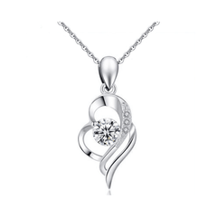 Heart Twist Necklace | Dây Chuyền Moissanite 2 Carat Round Cut | Sterling Silver 925 | Kèm Giấy Kiểm Định GRA