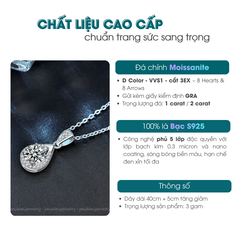Crystal Necklace | Dây Chuyền Moissanite 2 Carat Round Cut | Sterling Silver 925 | Kèm Giấy Kiểm Định GRA