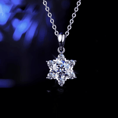 Snowflake Halo Necklace | Dây Chuyền Moissanite 2 Carat Round Cut | Sterling Silver 925 | Kèm Giấy Kiểm Định GRA