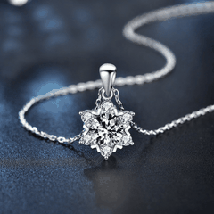 Snowflake Halo Necklace | Dây Chuyền Moissanite 2 Carat Round Cut | Sterling Silver 925 | Kèm Giấy Kiểm Định GRA