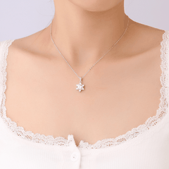 Snowflake Halo Necklace | Dây Chuyền Moissanite 2 Carat Round Cut | Sterling Silver 925 | Kèm Giấy Kiểm Định GRA