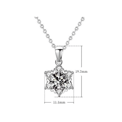 Snowflake Halo Necklace | Dây Chuyền Moissanite 2 Carat Round Cut | Sterling Silver 925 | Kèm Giấy Kiểm Định GRA
