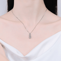 Trilogy Vertical Necklace | Dây Chuyền Moissanite 2 Carat Round Cut | Sterling Silver 925 | Kèm Giấy Kiểm Định GRA