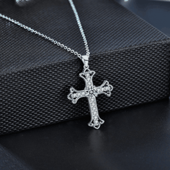 Cross Pendant Necklace | Dây Chuyền Moissanite 2 Carat Round Cut | Sterling Silver 925 | Kèm Giấy Kiểm Định GRA