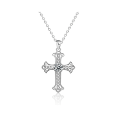 Cross Pendant Necklace | Dây Chuyền Moissanite 2 Carat Round Cut | Sterling Silver 925 | Kèm Giấy Kiểm Định GRA