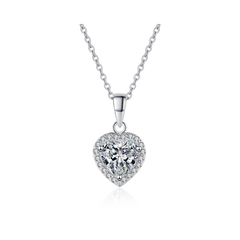 Heart Halo Necklace | Dây Chuyền Moissanite 2 Carat Round Cut | Sterling Silver 925 | Kèm Giấy Kiểm Định GRA