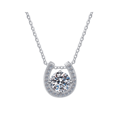 Moon Crescent Necklace | Dây Chuyền Moissanite 2 Carat Round Cut | Sterling Silver 925 | Kèm Giấy Kiểm Định GRA