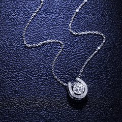 Moon Crescent Necklace | Dây Chuyền Moissanite 2 Carat Round Cut | Sterling Silver 925 | Kèm Giấy Kiểm Định GRA