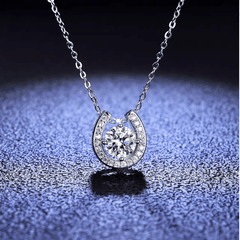 Moon Crescent Necklace | Dây Chuyền Moissanite 2 Carat Round Cut | Sterling Silver 925 | Kèm Giấy Kiểm Định GRA