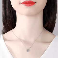 Moon Crescent Necklace | Dây Chuyền Moissanite 2 Carat Round Cut | Sterling Silver 925 | Kèm Giấy Kiểm Định GRA
