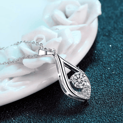 Heart Drop Halo Necklace | Dây Chuyền Moissanite 2 Carat Round Cut | Sterling Silver 925 | Kèm Giấy Kiểm Định GRA