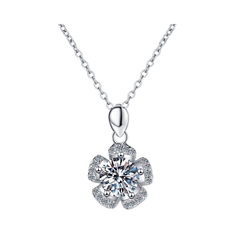Petal Blossom Halo Necklace | Dây Chuyền Moissanite 2 Carat Round Cut | Sterling Silver 925 | Kèm Giấy Kiểm Định GRA