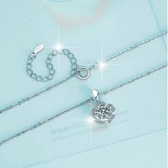 Petal Blossom Halo Necklace | Dây Chuyền Moissanite 2 Carat Round Cut | Sterling Silver 925 | Kèm Giấy Kiểm Định GRA