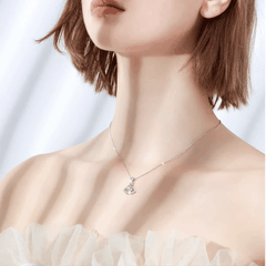 Elegant Fan Halo Necklace | Dây Chuyền Moissanite 2 Carat Round Cut | Sterling Silver 925 | Kèm Giấy Kiểm Định GRA