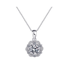 Midnight Daisy Halo Necklace | Dây Chuyền Moissanite 2 Carat Round Cut | Sterling Silver 925 | Kèm Giấy Kiểm Định GRA
