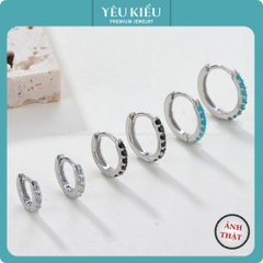 Full Pavé Eternity Hoops | Khuyên Tai Sterling Silver 925 Phủ Bạch Kim/Vàng 18K