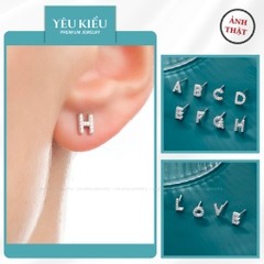 Initial Stud Earrings | Khuyên Tai Sterling Silver 925 Phủ Bạch Kim/Vàng 18K