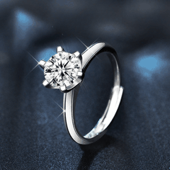 Classic Solitaire Ring | Nhẫn Moissanite 2 Carat Round Cut | Sterling Silver 925 | Kèm Giấy Kiểm Định GRA