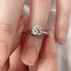 Classic Solitaire Ring | Nhẫn Moissanite 2 Carat Round Cut | Sterling Silver 925 | Kèm Giấy Kiểm Định GRA