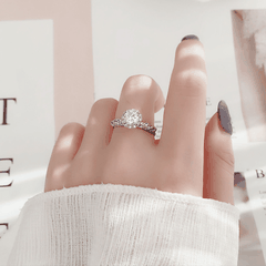 Mermaid Halo Ring | Nhẫn Moissanite 2 Carat Round Cut | Sterling Silver 925 | Kèm Giấy Kiểm Định GRA