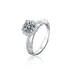Mermaid Halo Ring | Nhẫn Moissanite 2 Carat Round Cut | Sterling Silver 925 | Kèm Giấy Kiểm Định GRA