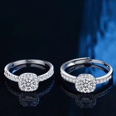 Square Halo Ring | Nhẫn Moissanite 2 Carat Round Cut | Sterling Silver 925 | Kèm Giấy Kiểm Định GRA